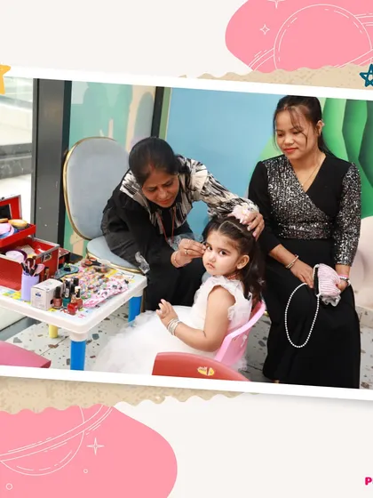 A little princess getting a magical makeover before her big celebration.