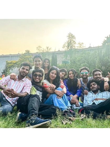 Relaxing on the lawns of Brindavan Gardens at sunset. It's the perfect way to end a day of exploring Mysore.