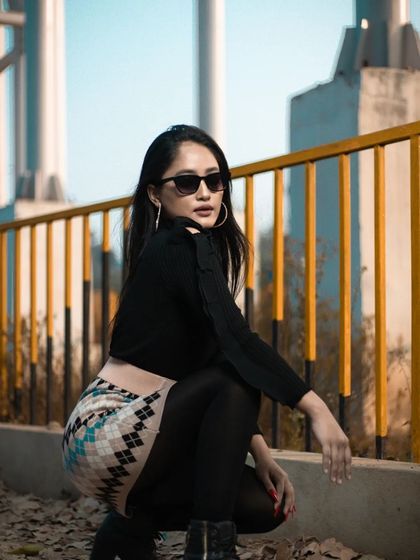 An edgier pose from the same shoot, demonstrating the versatility of the look.