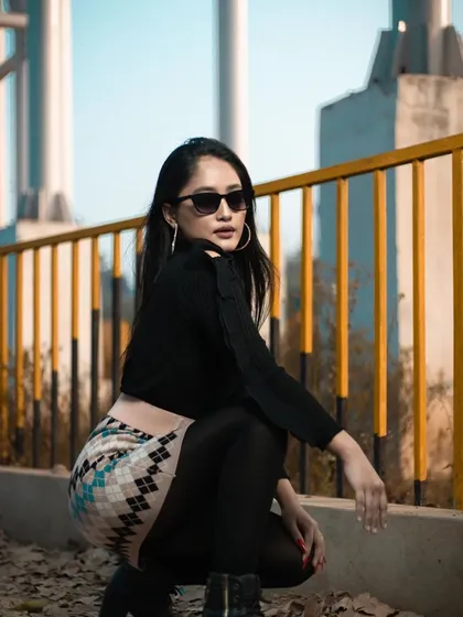 An edgier pose from the same shoot, demonstrating the versatility of the look.
