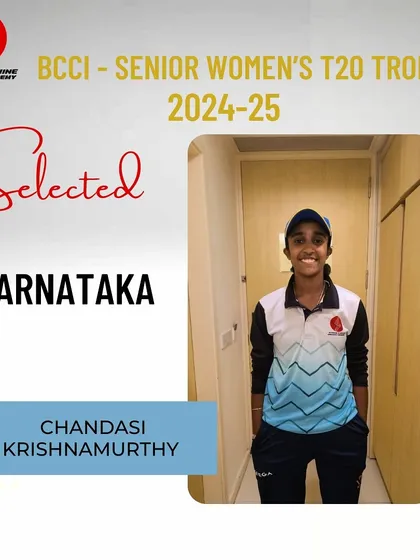 Congratulations to Chandasi Krishnamurthy on being selected to represent Karnataka in the Senior Women’s T20 tournament! An incredible achievement.