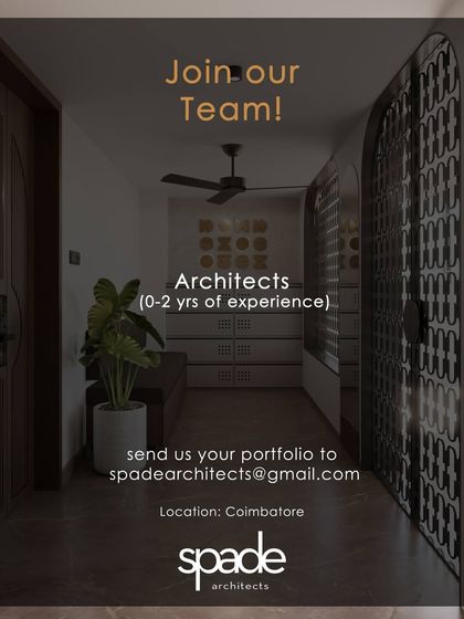 Spade Architects in Coimbatore is looking for architects with 0-2 years of experience to join their team.