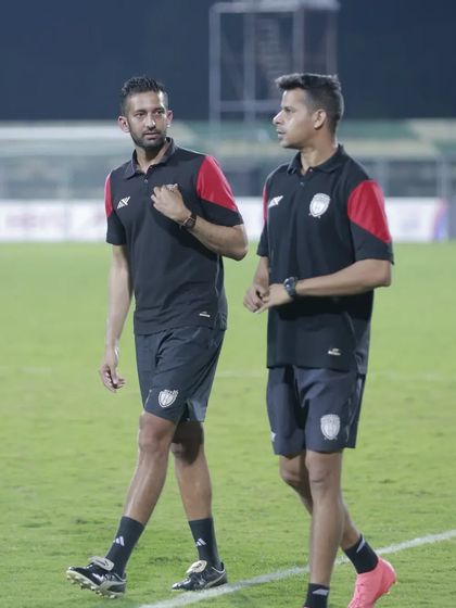 On the sidelines during a thrilling encounter against Mumbai City FC. The job is never done; we're always focused on the next match.