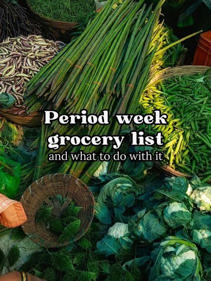 This is a sample grocery list I create for clients to manage their period week. It focuses on foods that replenish iron, reduce inflammation, and balance blood sugar to minimize discomfort.
