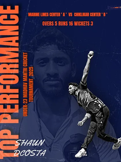 A match-winning spell from Shaun D’Costa, who took 3 wickets for just 16 runs in the U-23 Madhav Mantri Selection Tournament.