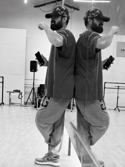 A creative mirror shot in the studio. Dance teaches you to see yourself from different perspectives.