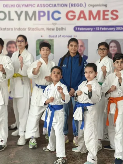 Our team of young athletes at the Delhi Olympic Games 2024. We prepare our students to compete on prestigious platforms.