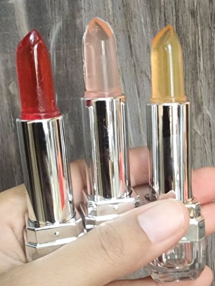 A closer look at the three beautiful shades of my magical jelly lipstick. They give you a perfect, natural pink pout.