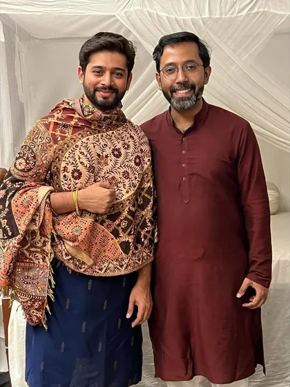 A post-concert photo with sitarist Ayan Sengupta, wrapped in a beautiful shawl.