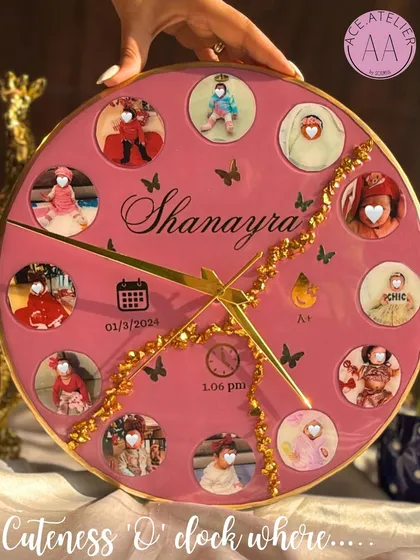 This personalized baby wall clock is a wonderful way to celebrate a newborn's arrival. I can include 12 of your favorite baby photos, their name, birth date, and other special details to create a piece that will be treasured for years.