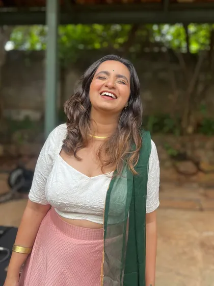 A happy, laughing shot from the same live session. My music is filled with joy, and that comes from a genuine love for the art form.