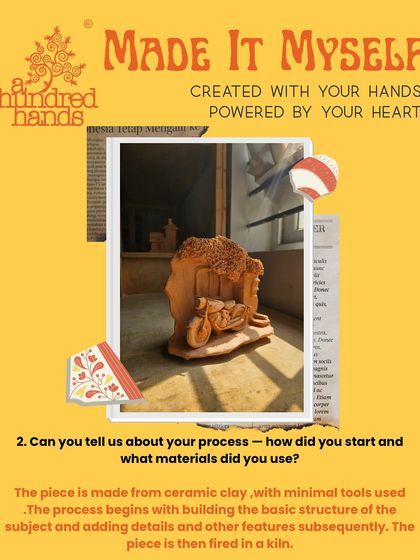 The process behind the piece: made from ceramic clay with minimal tools, the structure is built and details are added before being fired in a kiln.