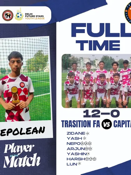 A massive 12-0 win for my U-15s against Capital FA. Nepolean's Player of the Match performance was exceptional.