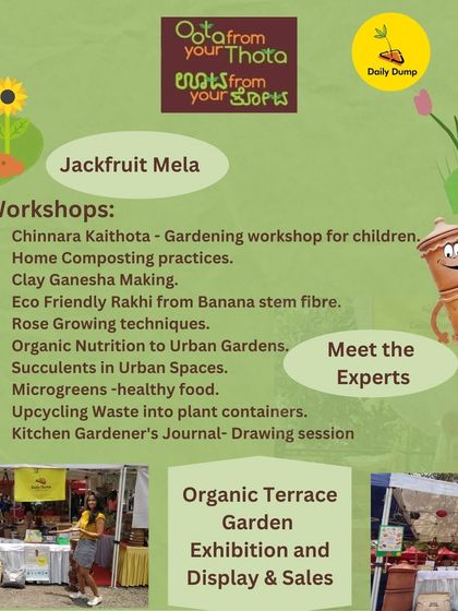 A list of the many exciting workshops and activities at the "Oota from your Thota" event, including home composting practices, gardening for children, and more.