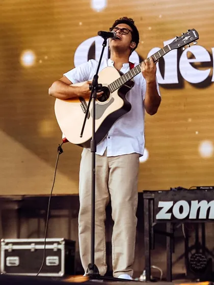 Performing live on the big stage at Zomaland in Bangalore. Being on stage and sharing my music with a festival crowd is an incredible feeling and a huge part of my journey as an artist.