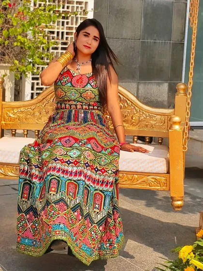 Taking a moment on the traditional golden swing at the Haldi venue. These small details in the decor add so much character to an event.