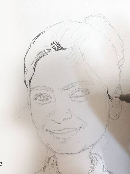 A duplicate image showing the initial sketch, the foundation of every handmade caricature.