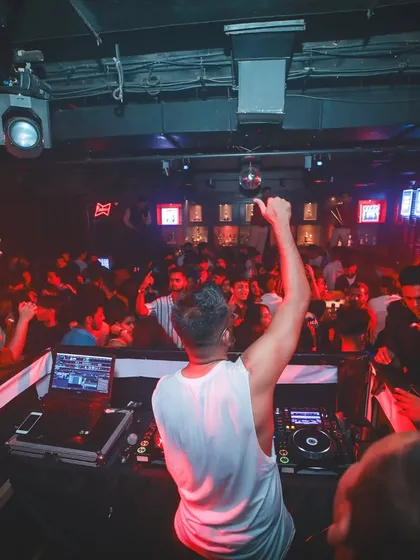 A shot from behind me, looking out at the incredible crowd at Ark Lounge in Mumbai. Their energy is what I feed off of all night.