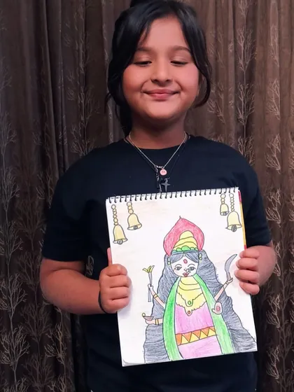 Another beautiful Ram Navmi creation from a happy student. Each child brings their own unique style to our festive art projects, and the results are always wonderful.