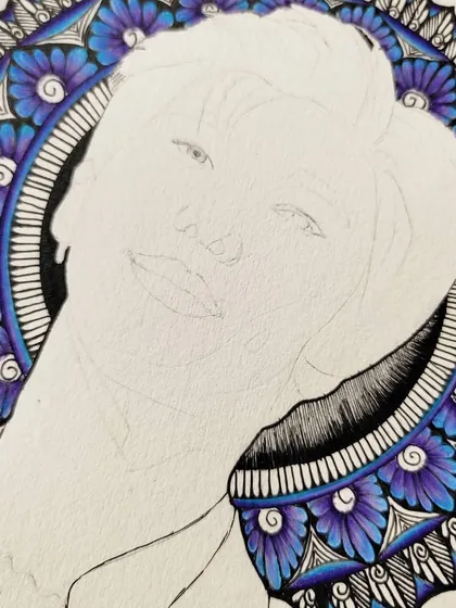 A close-up of the mandala background WIP for the Kim Namjoon piece.