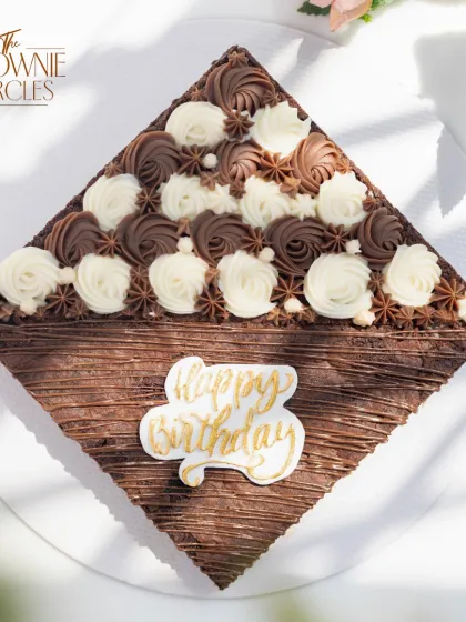 Celebrate your special moments with something truly decadent. Our signature fudgy brownie, transformed into a full-sized celebration cake, is perfect for birthdays and anniversaries when an ordinary cake just won't do.