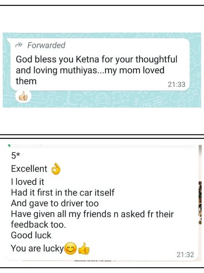 The feedback for my Muthia was so encouraging. It makes me happy to know that my food is loved and appreciated by my clients and their families.