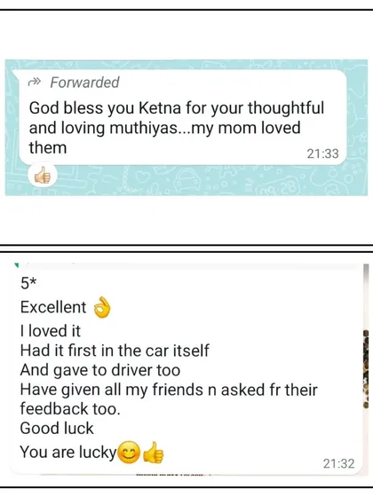 The feedback for my Muthia was so encouraging. It makes me happy to know that my food is loved and appreciated by my clients and their families.