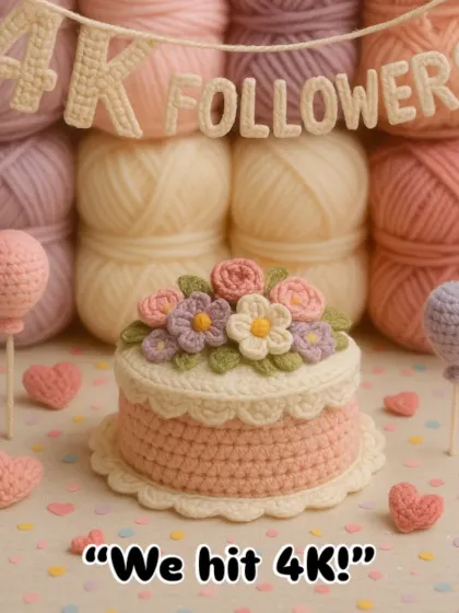 We hit 4K followers! I celebrated by creating this adorable crochet cake. Thank you for being a part of this handmade journey.