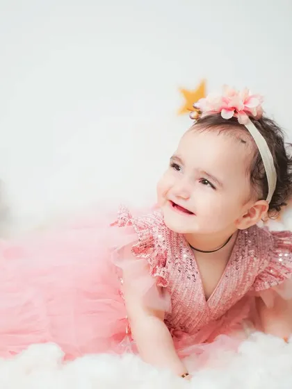 A dreamy star-themed setup with soft clouds and glowing stars, perfect for your little star.