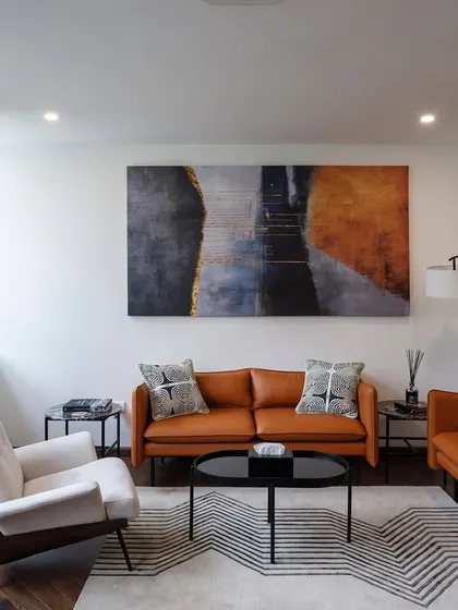 In collaboration with a design firm for a law office, I created this large-scale abstract artwork. The piece adds a smart, clean, and contemporary feel to the professional space.