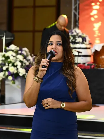 Speaking on stage at the SBI Bank event. I am experienced in hosting events that include live musical performances and entertainment.
