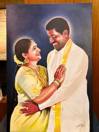 A moment of love, frozen in time with acrylics on canvas. I work closely with couples to transform their favorite photographs into vibrant, expressive paintings that celebrate their bond and become a centerpiece in their home.