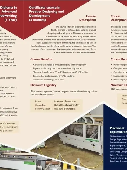 We offer a range of government-recognized courses tailored to your goals. This brochure outlines our curriculum for the 1-year Diploma, 3-month Product Design course, and 4-week Conventional Woodworking program.
