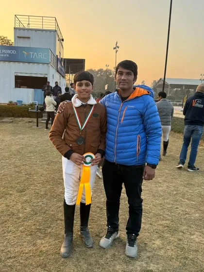 A proud moment with our rider Yug Shokeen after he won a bronze medal in show jumping at the Tarc Equestrian Centre.