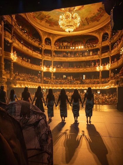 A core memory. This is a backstage view of a group performance with the Akram Khan Company, a moment of unity and anticipation before stepping into the light.