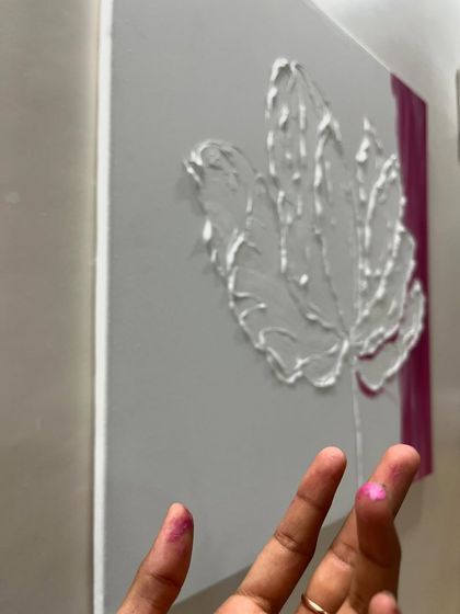 A sneak peek of the second canvas in my "Let it Blossom" series. Even my fingers get covered in paint. This stage shows the flower holding its breath before the colors of the background bring it to life.