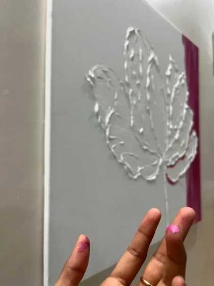 A sneak peek of the second canvas in my "Let it Blossom" series. Even my fingers get covered in paint. This stage shows the flower holding its breath before the colors of the background bring it to life.