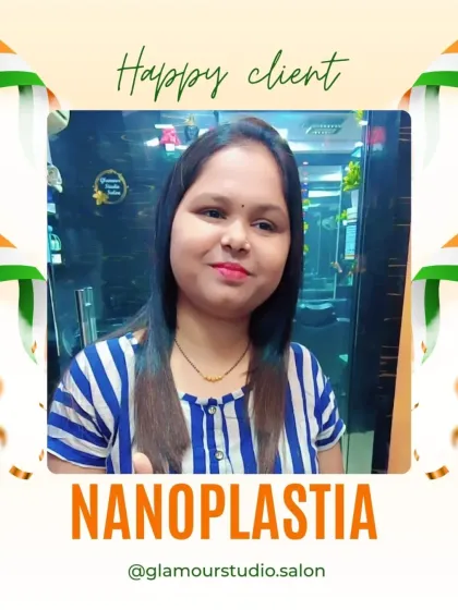 A simple yet stunning transformation with Nanoplastia. Her hair is now smooth, straight, and looks incredibly healthy.