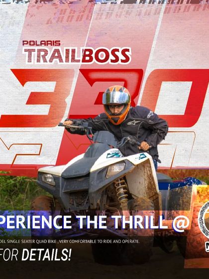Meet the Polaris Trailboss 330. This is our mid-model single-seater quad bike, and it's known for being very comfortable and easy to operate, making it a favorite for many of our riders.