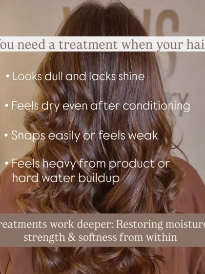 You need a treatment when your hair shows signs of distress: it looks dull, feels dry even after conditioning, snaps easily, or feels heavy from buildup. Treatments work on a deeper level to restore moisture, strength, and softness from within.