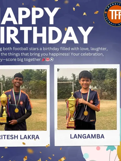 A joint birthday celebration for two of my football stars, Ritesh and Langamba. Our academy is a close-knit family.