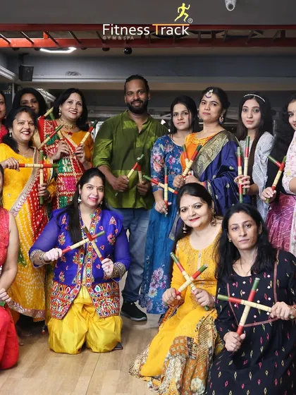 A smaller group from our Navratri celebration, showcasing the beautiful traditional wear and festive spirit.