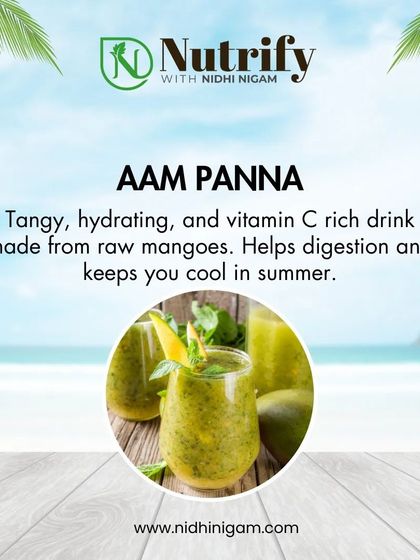 Aam Panna is a tangy, hydrating, and vitamin C-rich drink made from raw mangoes. It's a perfect summer cooler that aids digestion and keeps you refreshed.