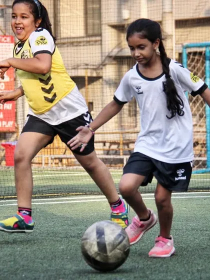 We believe football is for everyone. Here, our players are in the middle of an exciting practice match, learning to compete with heart and skill. This is what girls' football coaching in Mumbai is all about: building confidence and kicking away stereotypes.