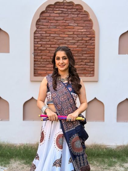 All set with my dandiya sticks for a fun-filled session. In my workshops, you'll learn how to handle the sticks gracefully while performing energetic routines.