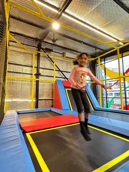 Let them bounce off our walls, not yours. Our dedicated trampoline zone is built for safe, high-flying fun, allowing kids to burn off energy while improving their coordination and balance.