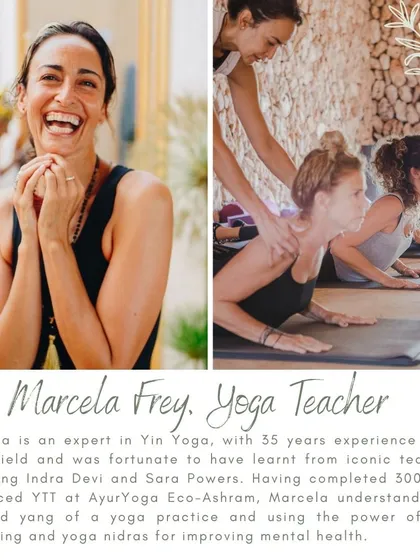 Captions will provide specific details about each retreat, its facilitators, and the daily activities, as seen in the media (e.g., "Learn the theory of Qigong and Traditional Chinese Medicine," "A serendipitous meeting at our ashram led to the creation of our Yin Yang Yoga retreat," "Daily offerings at our Bhakti retreat include kirtan and ecstatic dance.").