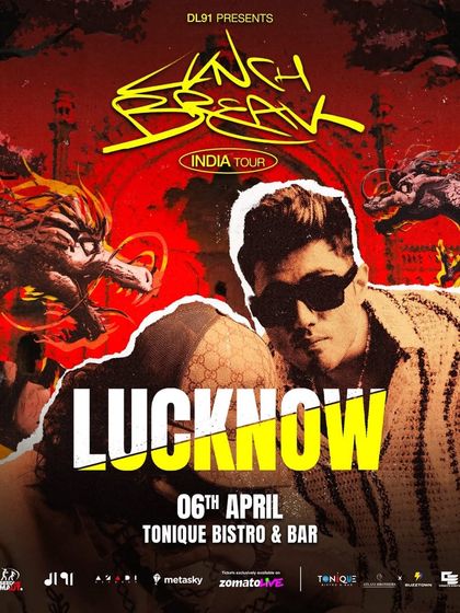The poster for Seedhe Maut's 'Lunch Break' India Tour stop in Lucknow. The design is edgy and perfectly matches the underground vibe of the artists.