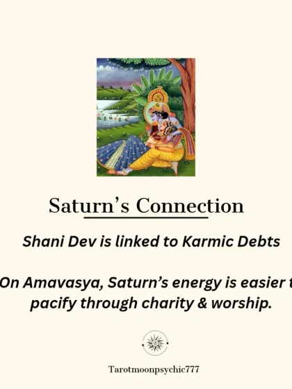 Shani Dev is intrinsically linked to our karmic debts. On Amavasya, Saturn's energy is easier to pacify through acts of charity, worship, and specific rituals.