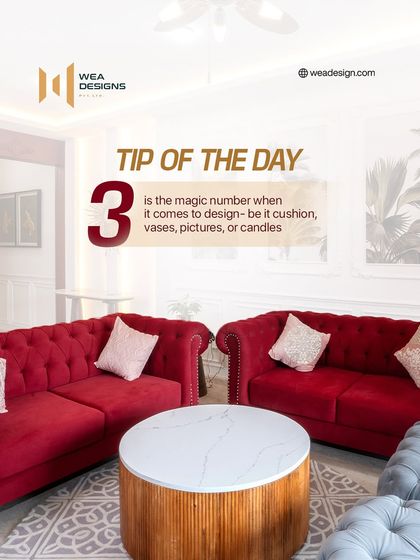 Tip of the day: 3 is the magic number in design. Grouping decor items like cushions, vases, or candles in threes creates a sense of balance and visual appeal.
